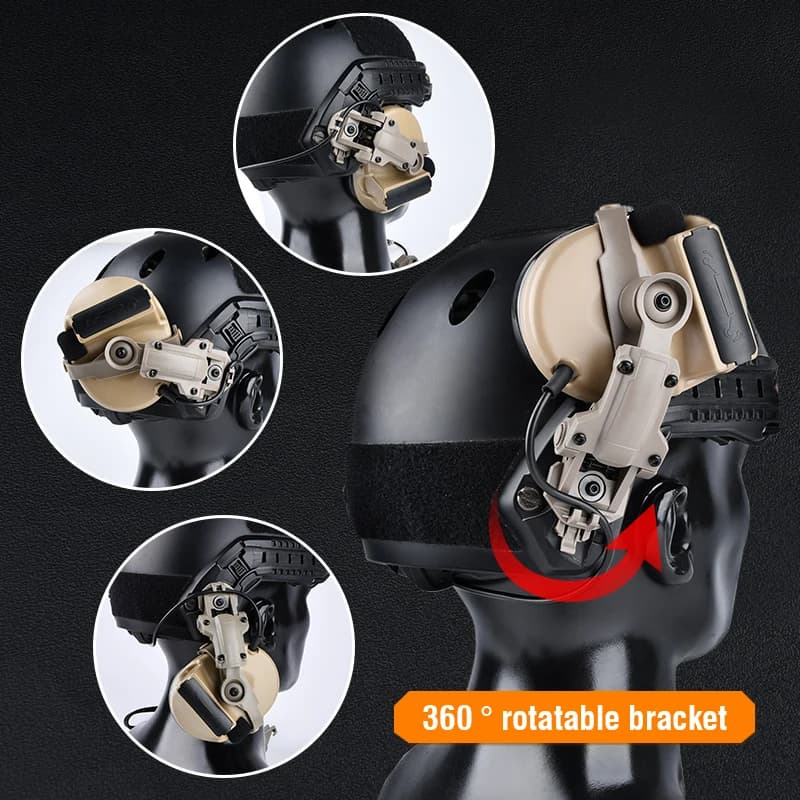 Supporto Tattico Girevole per Cuffie, Adattatore per Binario Casco, per Tiro e Caccia, Compatibile con Cuffie Sordin Com II