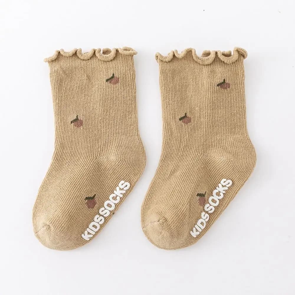 5Pairs Soft Flower Baby Cotton Socks Breathable Autumn Spring Toddle Short Tube Socks Pleated Cute Cartoon Socks Children