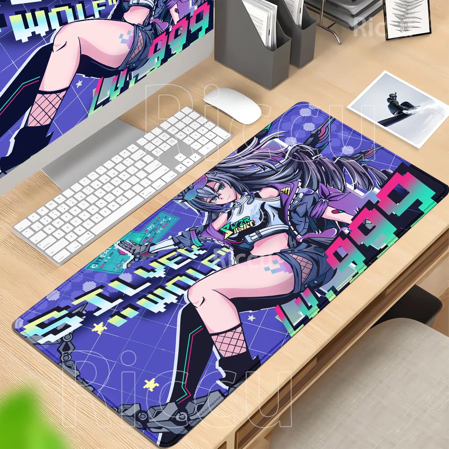 Tappetino per Mouse Grande HSR Honkai Star Rail Silver Wolf LV.999 XXL, Nuovo Tappetino Antiscivolo per Tastiera, Anime Girl Kawaii, Tappetino da Scrivania per Gaming PC
