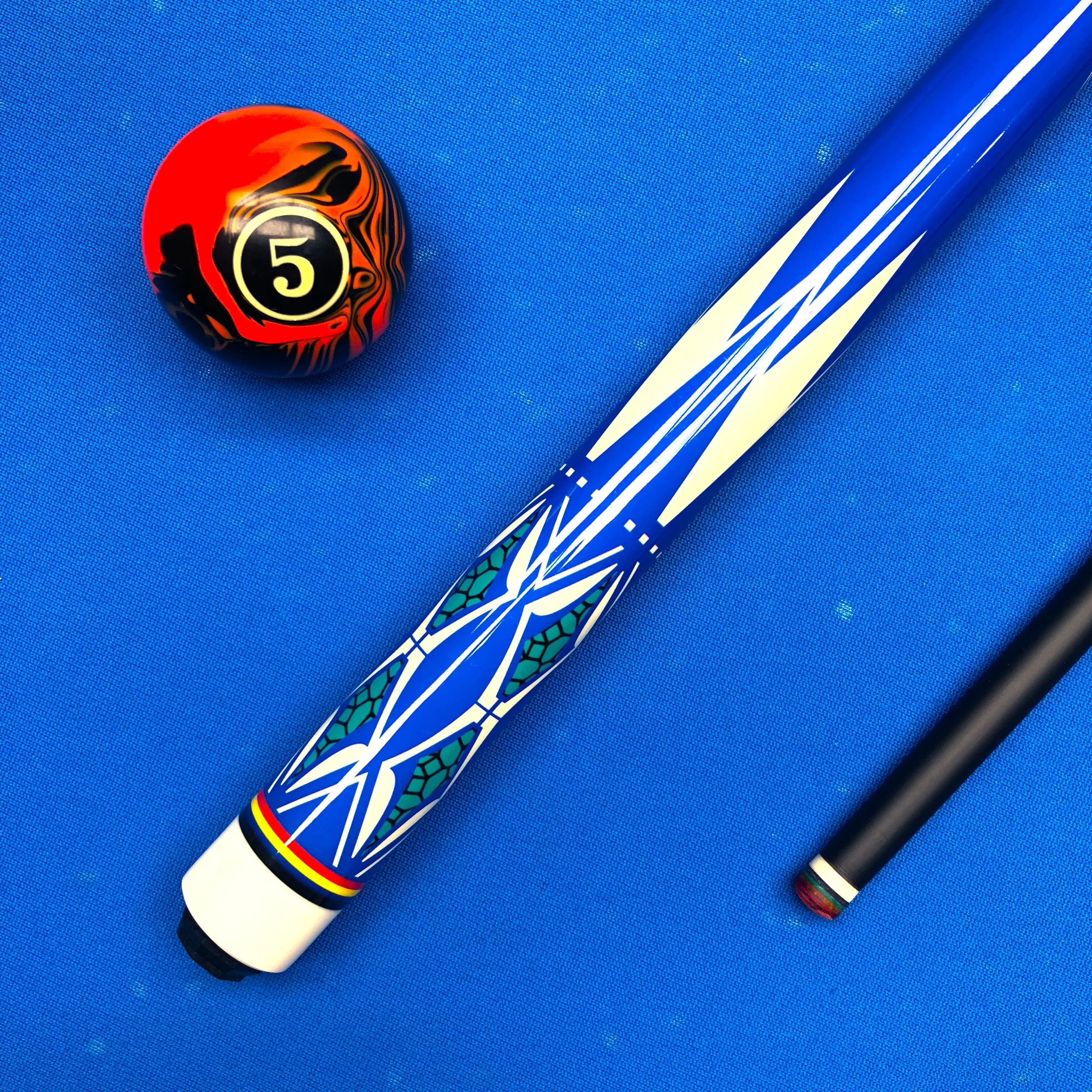 Break-Resistant Fiberglass Pool Cue 12.75mm 1/2 Split, Multi-Layer Rainbow Composite Tip, Stainless Joint, Exquisite Pattern