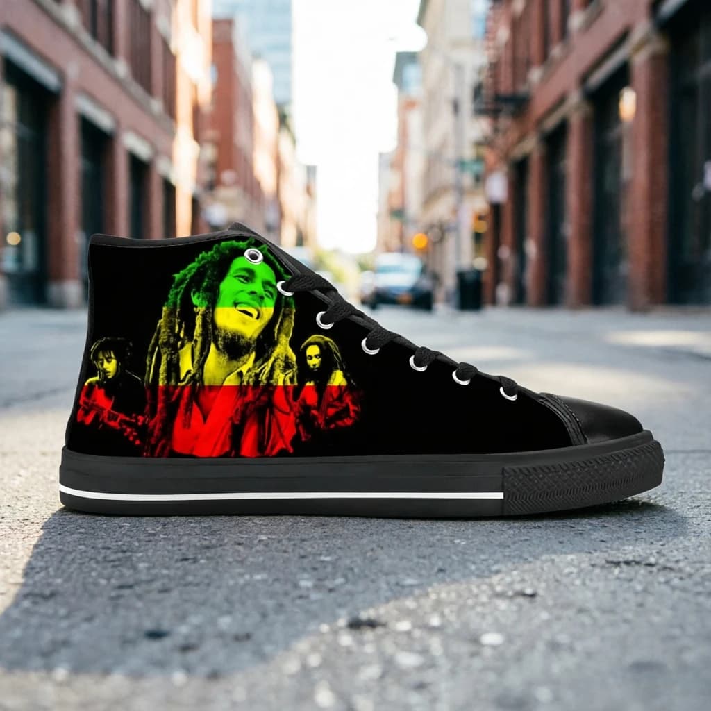 Sneakers Casual Bob Marley con Suola Morbida, Design Unisex Ispirato alla Musica Reggae, Traspiranti e Resistenti all'Usura, Calzature Quotidiane da Strada