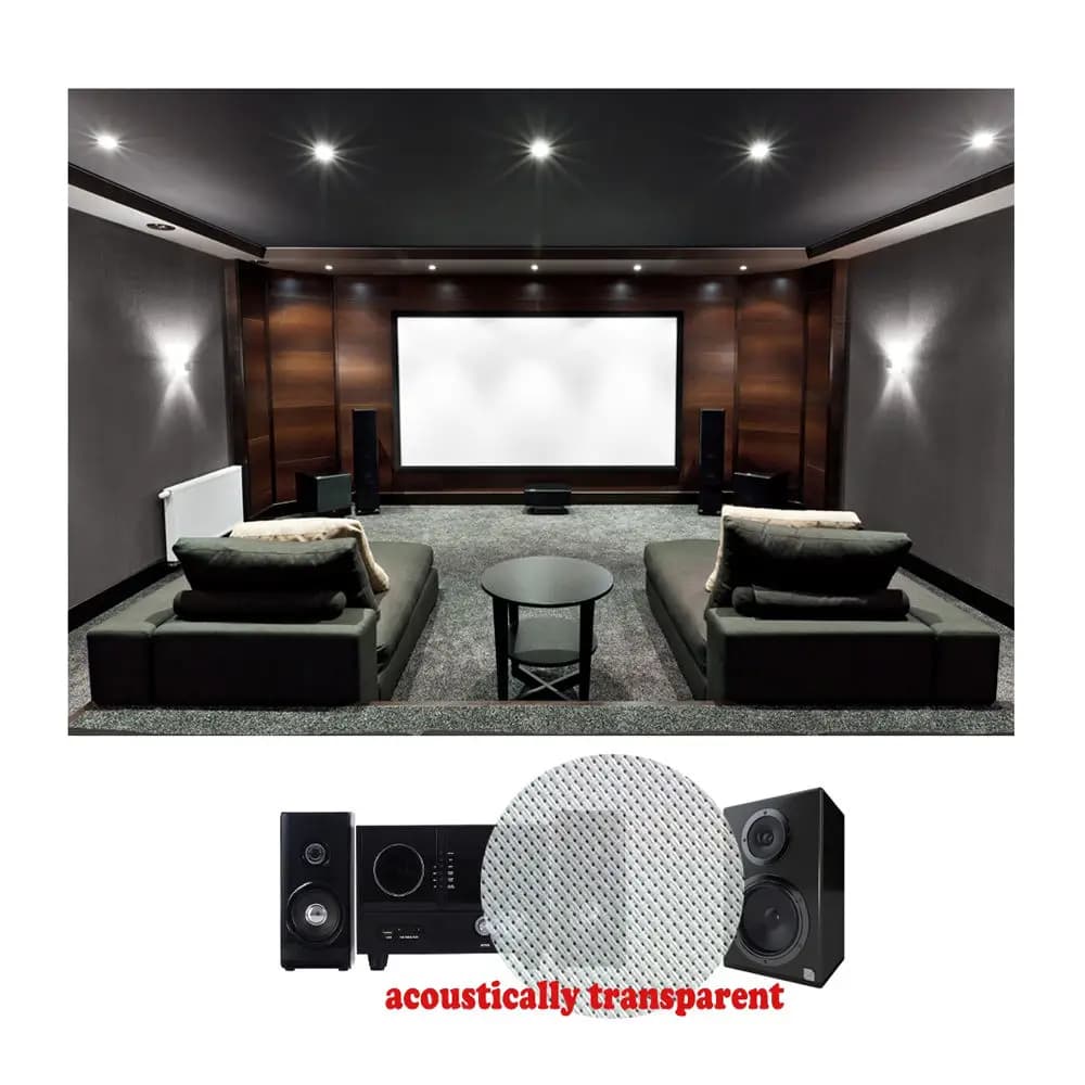 Schermo per Proiettore Home Theater Acustico Trasparente 84"-150" NUOVO, Tela Bianca Perforata in Lega di Alluminio con Cornice Fissa