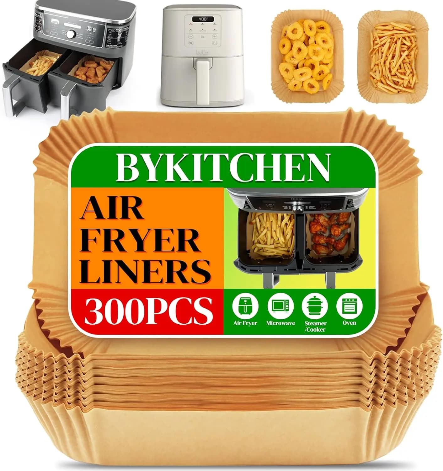 300 air fryer covers, disposable rectangular oven paper compatible with Ninja air fryers, Bella and others.