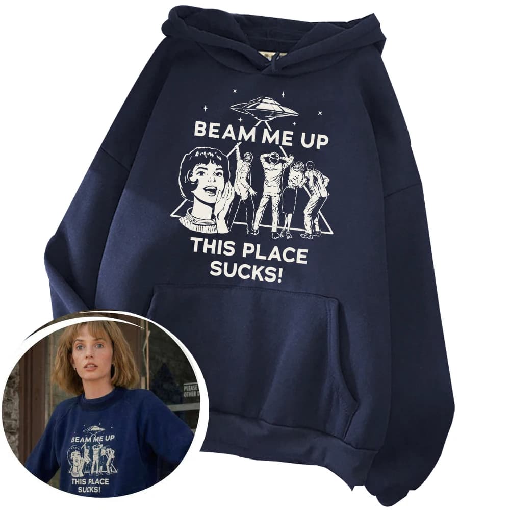 Robin Beam Me Up This Place Sucks Printing Hoodie Movie Hellcheer Cosplay Long Sleeve Sweatshirts Tops