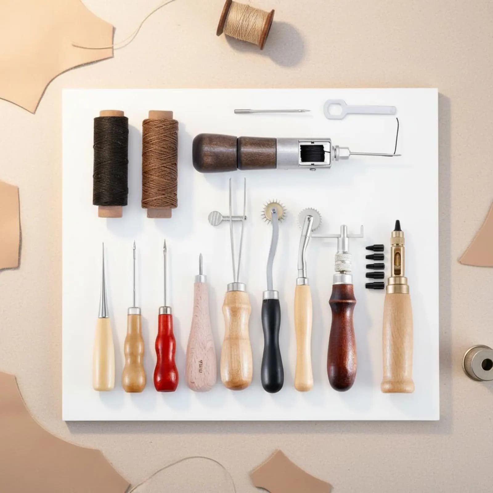 Kit per cucito a mano in pelle, kit di strumenti per artigianato in pelle fatto a mano per principianti