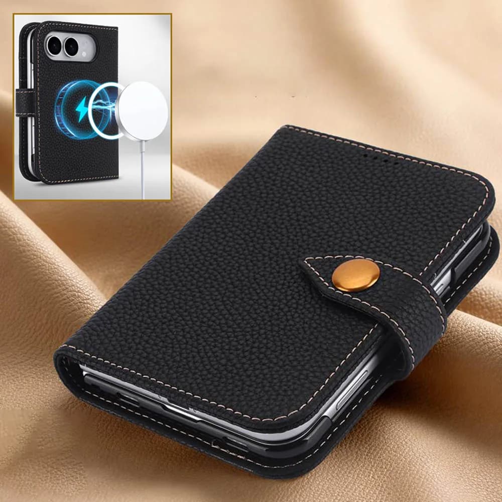 Magnetic Genuine Leather Case For Iphone Duo Case RFID Phone Wallet Pocket For IphoneDuo Flip Cover Full Coverage Protector