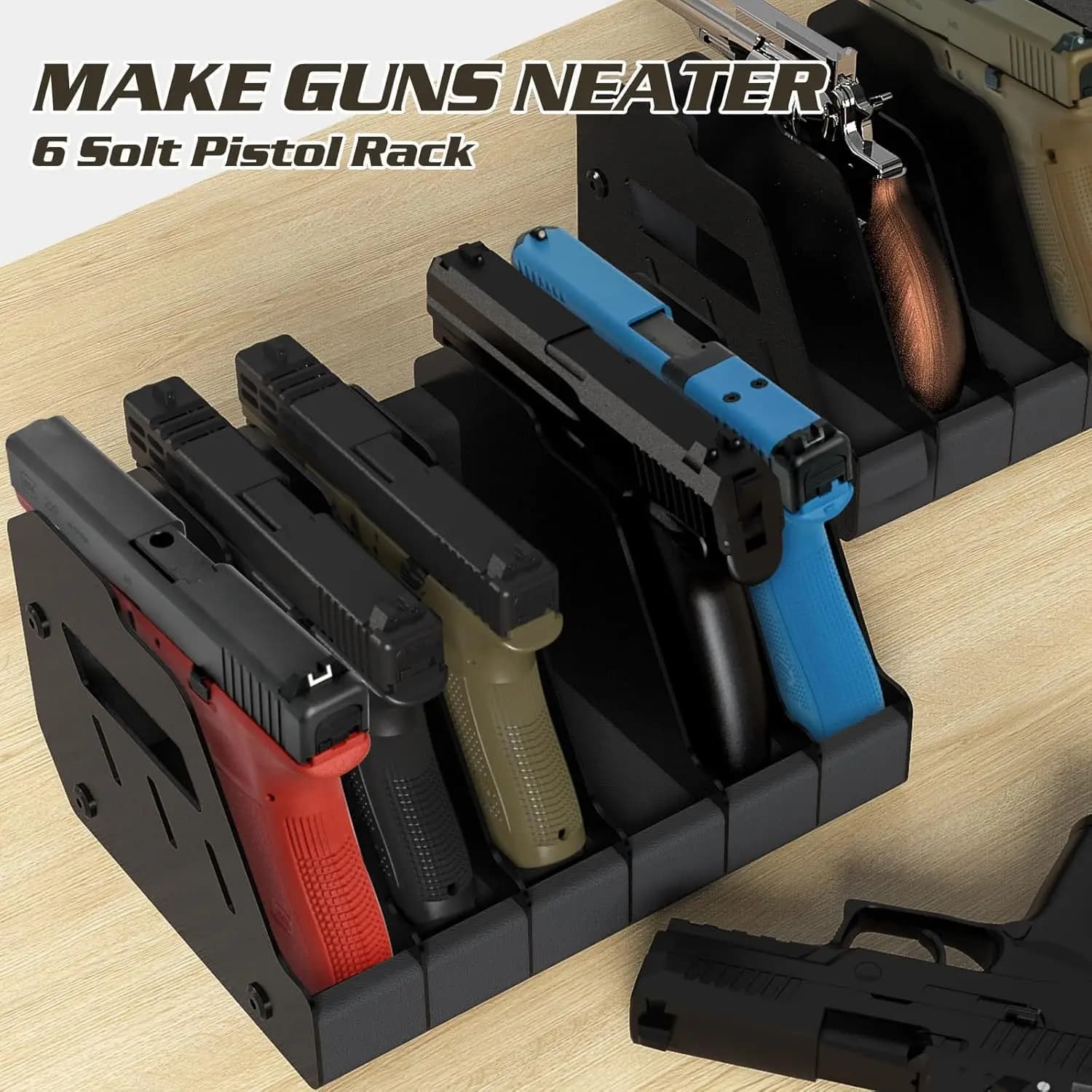Compact EVA Material 6-Slot Black Display Stand, Gun Stock Pistol Storage Rack, Toy Gun Storage Box