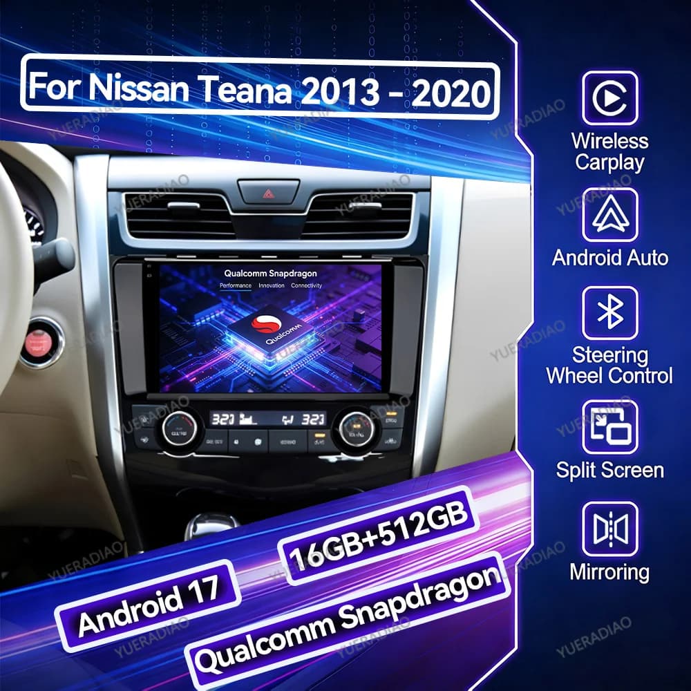 Android 17 Car Radio For Nissan Teana 3 Altima 5 L33 2013 - 2018 GPS NAVI 4G WIFI Multimedia Video Player BT Head Unit QLED 2DIN