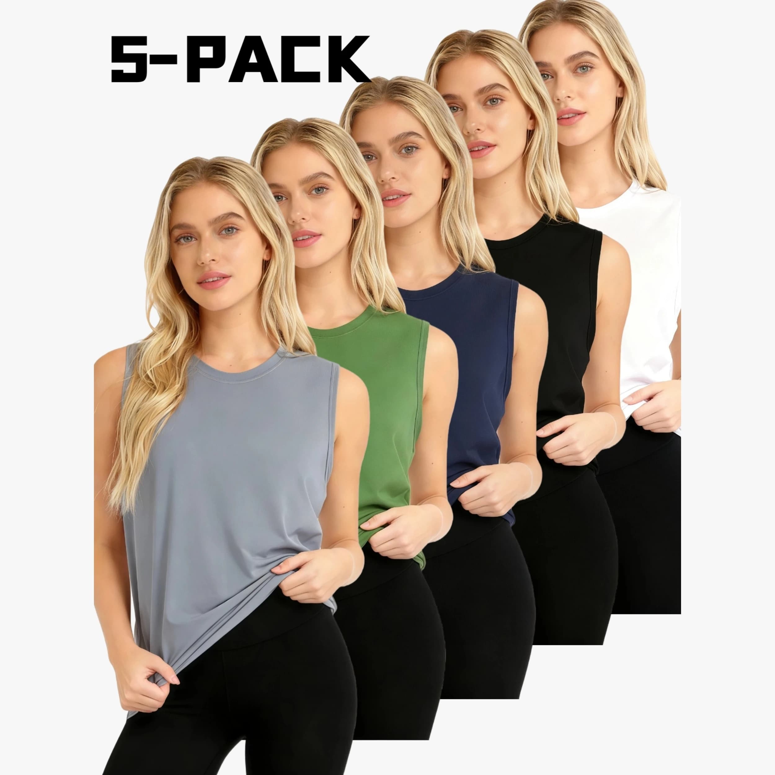Pack of 5 large size women's canopies | Elastic, breathable and comfortable, ideal for everyday use, for stratification and training