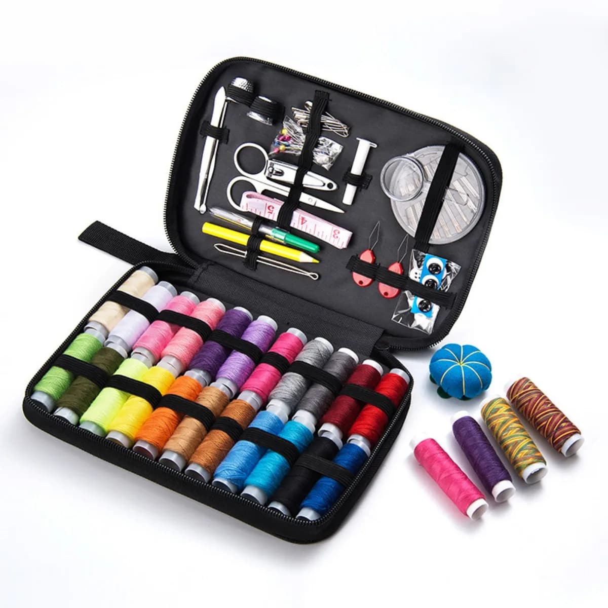 Kit da cucito per adulti Kit filo ad ago per cucire Forniture professionali da cucito con forbici da sarto per principianti in viaggio a casa