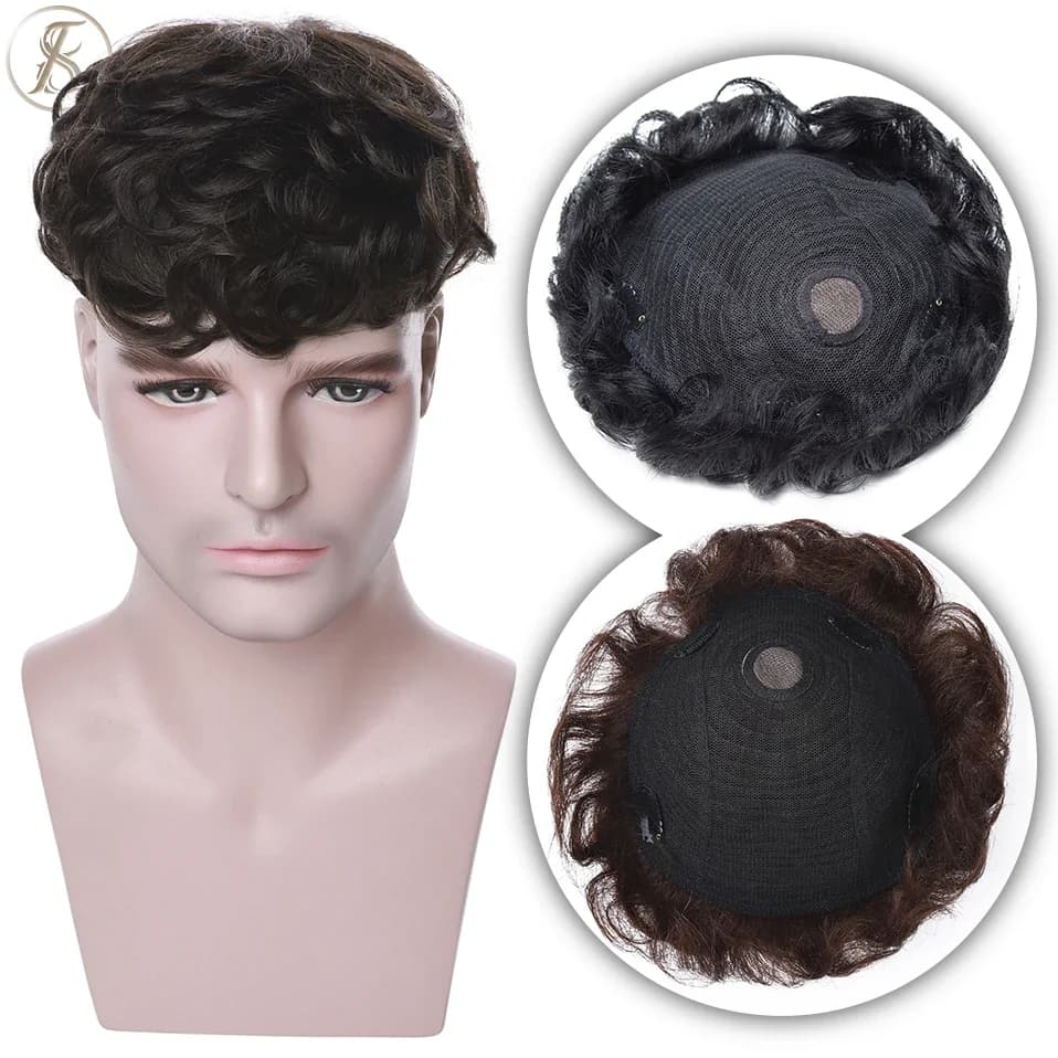 TESS Capelli Umani 16x19 cm Uomini Parrucchino Clip nelle Estensioni Dei Capelli Topper Sistema di Sostituzione 4 Pollici Protesi Capillare 35g Parrucca di Capelli Maschili