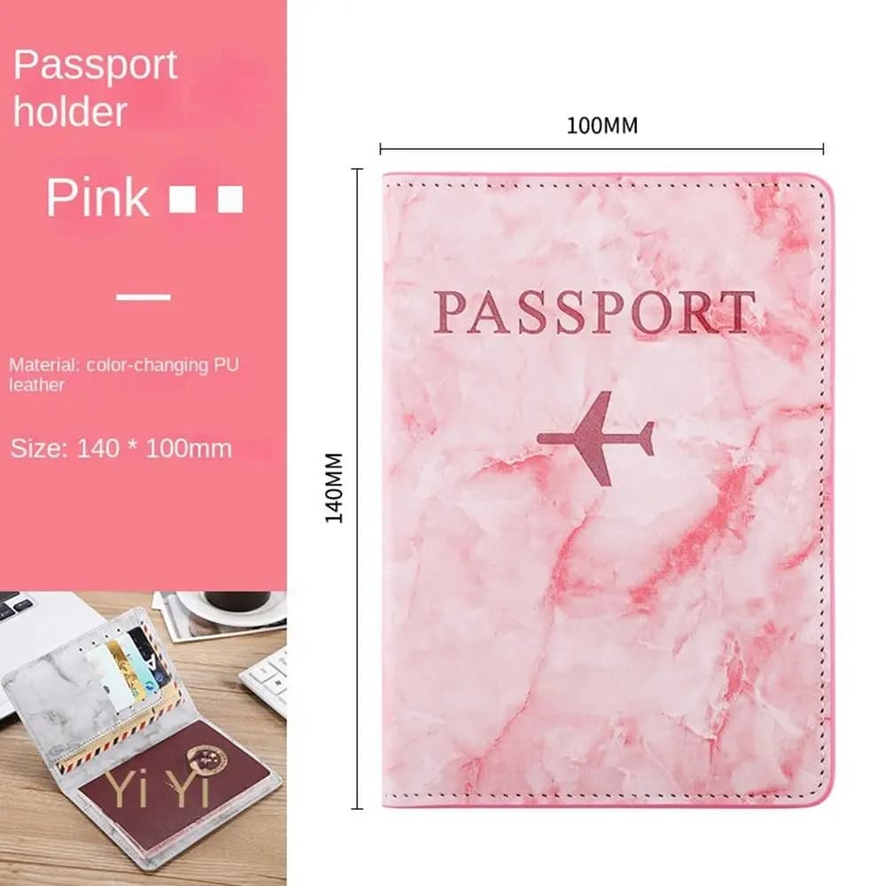 Porta Biglietti in Pelle con Effetto Marmo, Porta Passaporto per Check-in Aereo, Accessori da Viaggio, Custodia per Carte in PU, Cover Protettiva per Passaporto