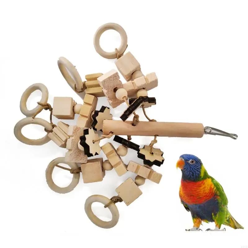 Giocattolo da masticare per uccelli Gabbia per pappagalli Giocattoli per morso Blocchi di legno a forma multipla Giocattoli per pappagalli per uccelli di piccole e medie dimensioni