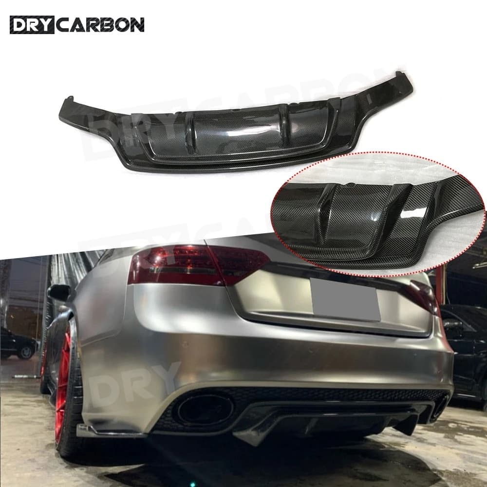 Dry Carbon Fiber Rear Diffuser Bumper Spoiler for Audi A5 RS5 2012-2016 Rear Lip Bumper Guard Car Styling Body Kits FRP