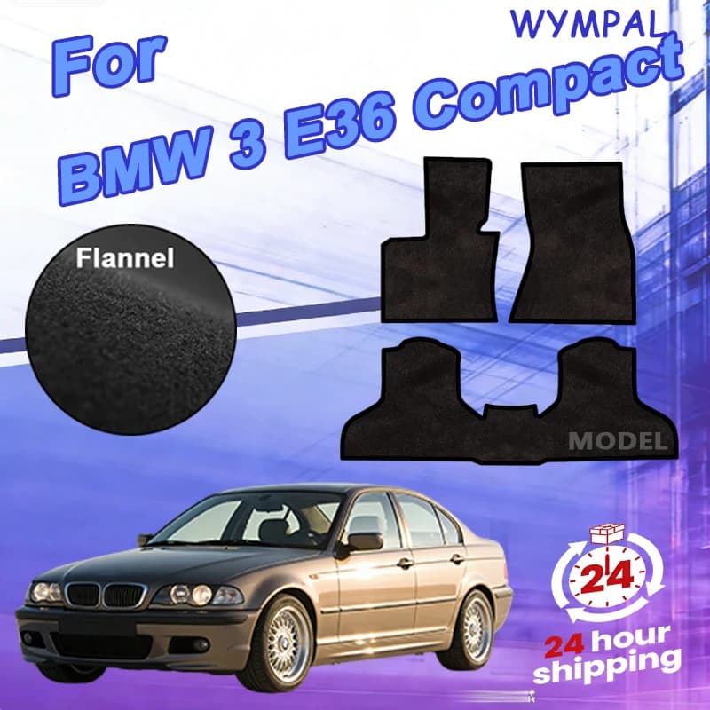 Nylon Velour rugs set for BMW 3 E36 Compact Coupe Sedan station wagon touring (1991-2000) -Black