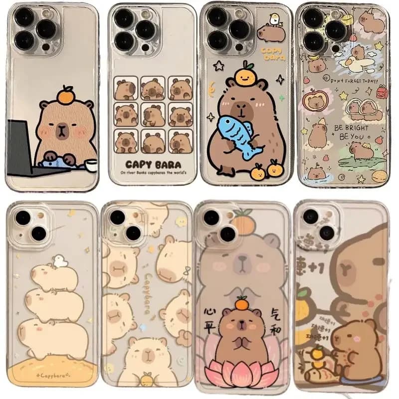 Custodia con motivo capibara carino per Samusng Galaxy S25 S24 S23 S22 S21 Ultra Plus S24FE S25Plus A55 A54 A35 A24 A34 A52 A53 5G Cover