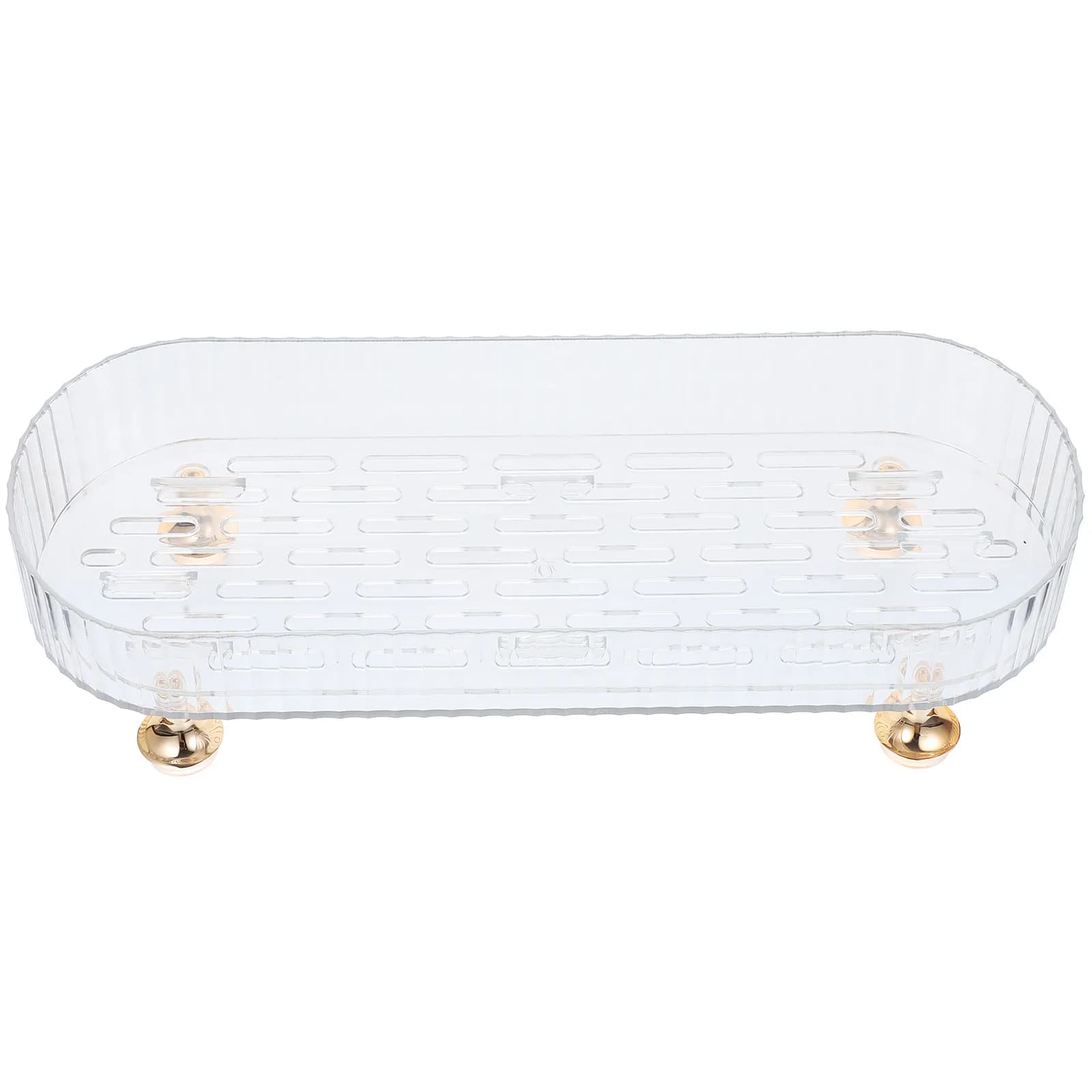 Vassoio Drenante da Appoggio per Bagno, Porta Sapone e Spazzolino, Elegante Supporto Trasparente in Plastica Auto-Drenante Salvaspazio