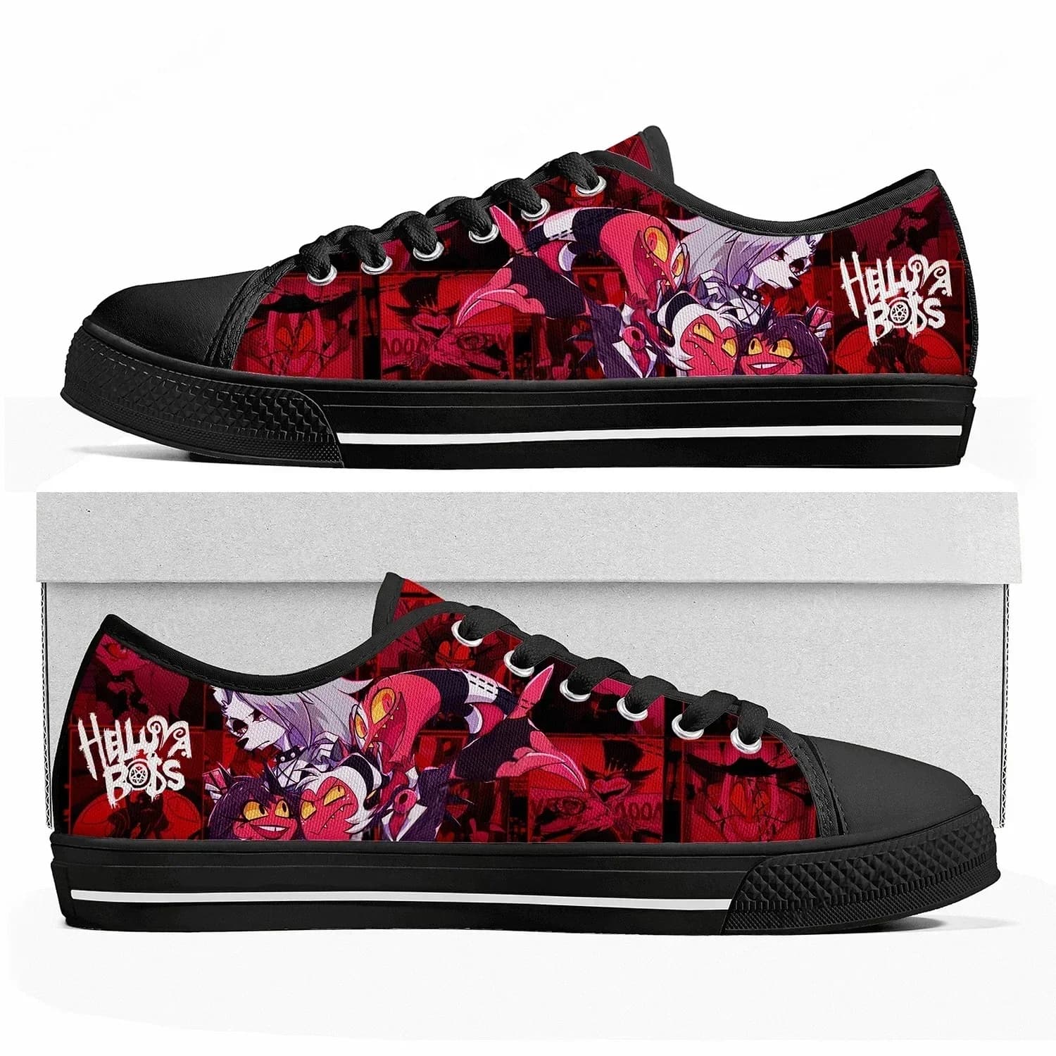 Boss Anime Cartoon Manga Helluva Low Top Sneakers Womens Mens Teenager High Quality Canvas Sneaker Casual Customize Shoes