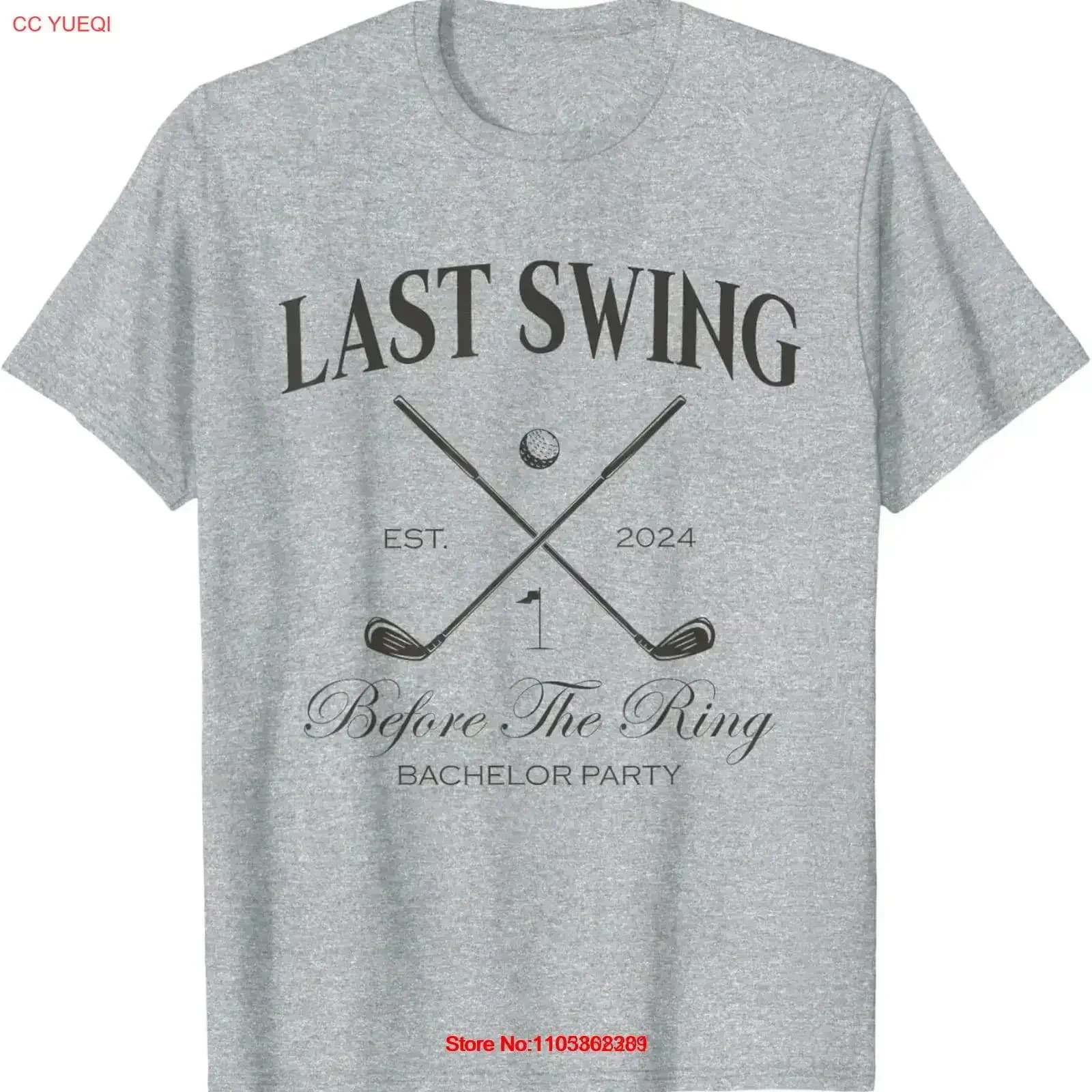 Maglietta da uomo vintage lavata, leggermente elasticizzata, elegante e alla moda, con stampa 'Ultimo Swing Prima del Ring', a tema golf e matrimonio.