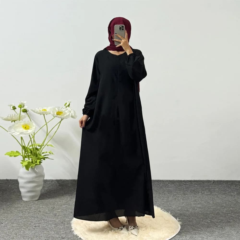 Abito modesto musulmano Ramadan Maxi abiti manica intera stampato floreale Casual abito da preghiera donne abaya