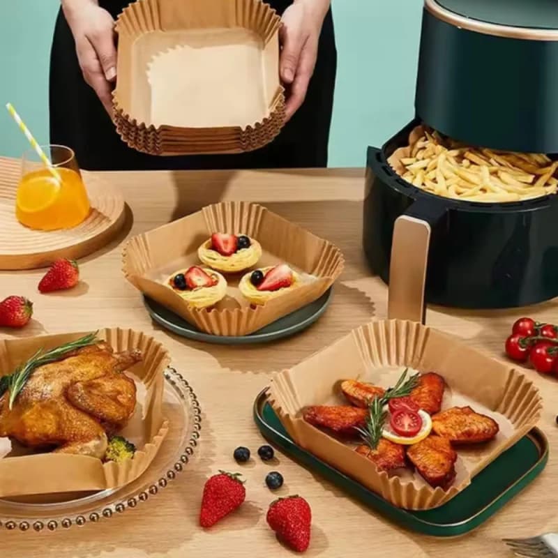 Patatine per barbecue da cucina Pepite di pollo fritto Carta speciale per friggitrice ad aria antiaderente ad alta temperatura che assorbe l'olio
