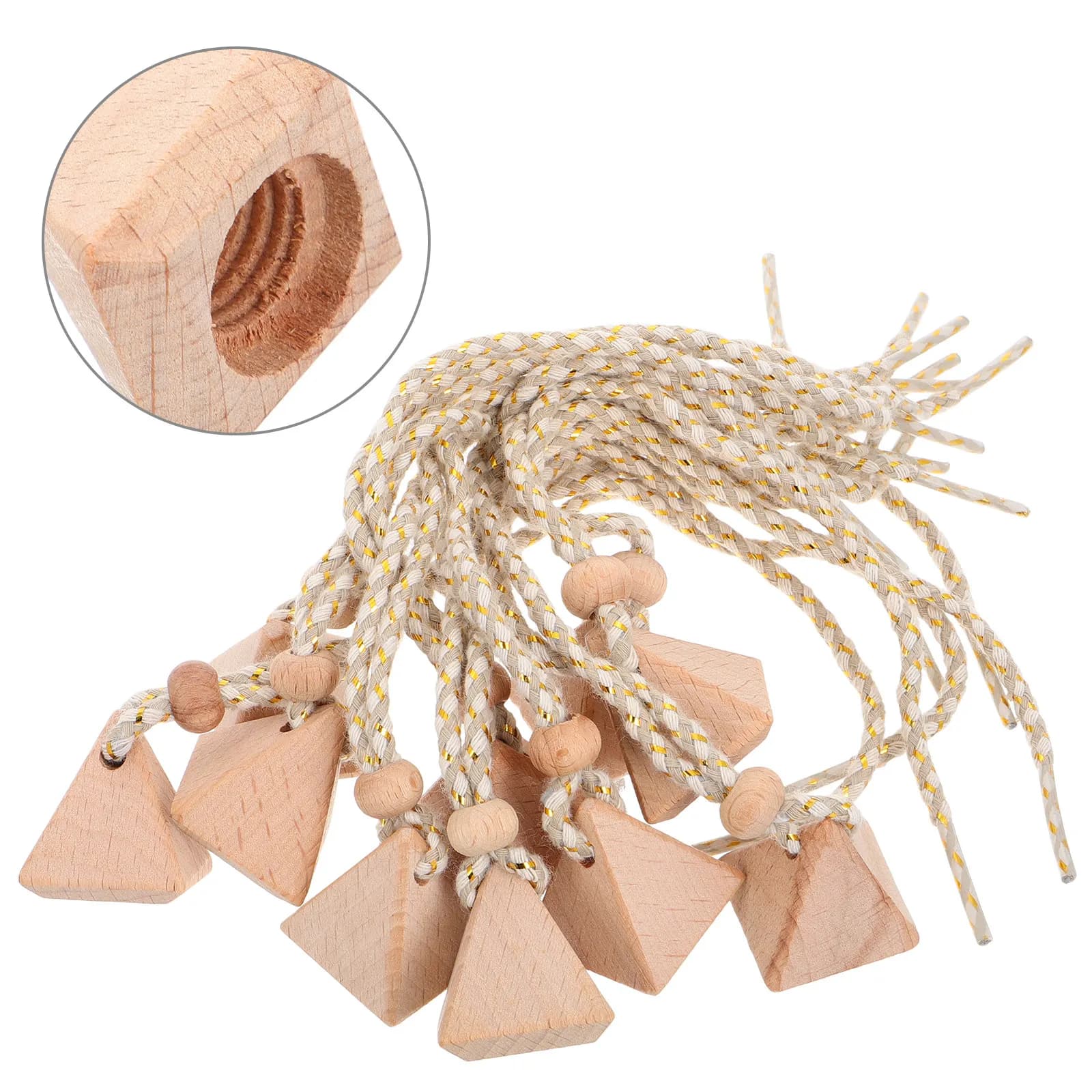 10 Pezzi Tappi Triangolari in Legno di Faggio per Bottiglie di Profumo, Diffusori di Oli Essenziali, Tappi di Ricambio per Aromaterapia da Appendere in Auto