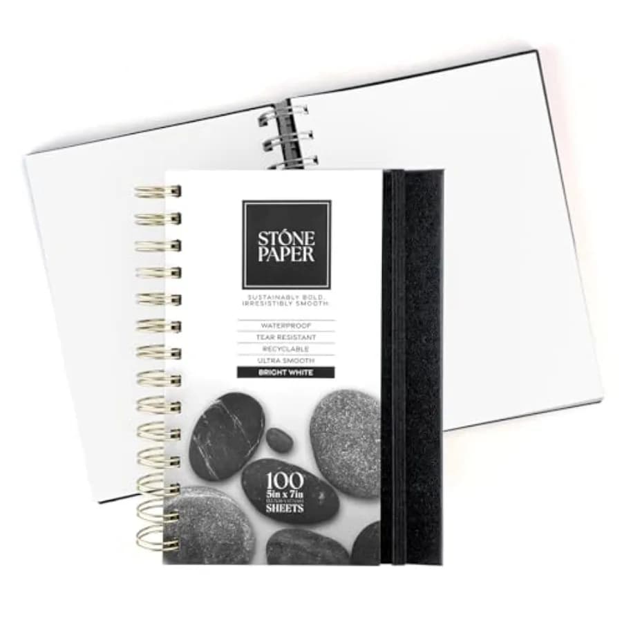 Stone Paper Sketchbook, Spiral Bound Stone Paper Notebook No Lines, Waterproof Journal, Aesthetic Sketchbook Blank Pages for Sc