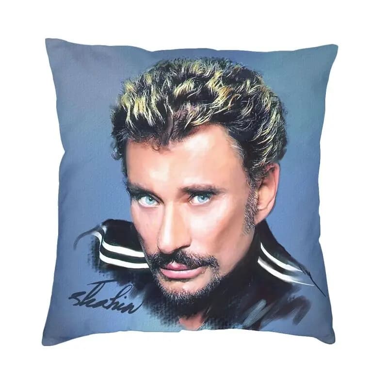 Johnny Hallyday Cuscino Decorazioni per la casa Cuscini per cantante rock francese alla moda per federa quadrata per divano