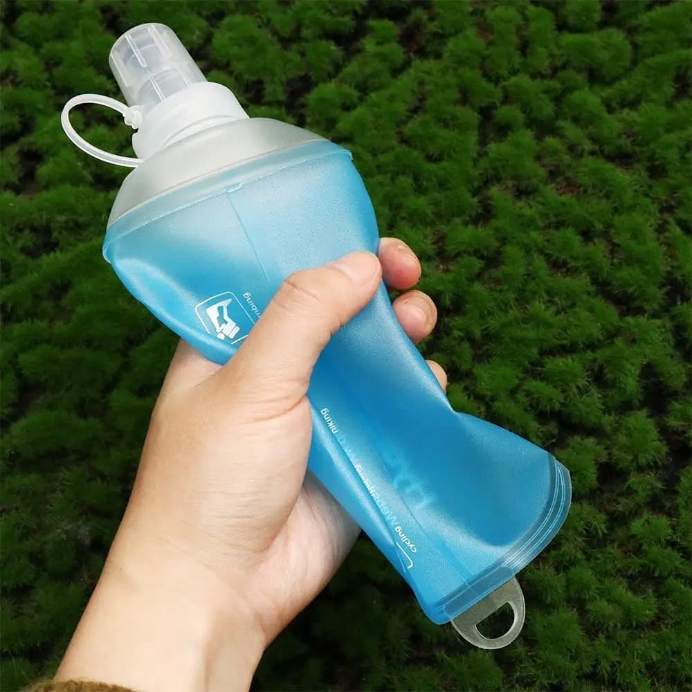 Portable TPU Folding Water Bottle Soft Flask Water Bag Collapsible Water Bottle Blue Hydration Pack Cycling