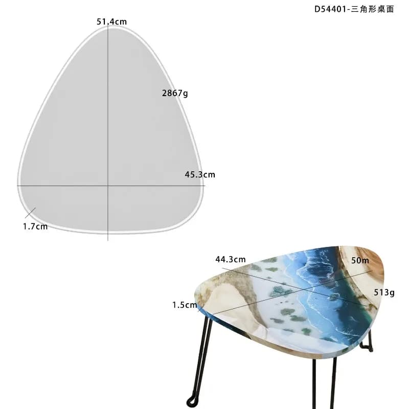 Stampo in Silicone per Resina Epossidica Fai-da-Te, Forma Triangolare Sottile per Tavolo River, Decorazione Domestica