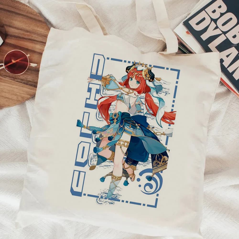 Genshin Impact shopping bag riutilizzabile bolsas de tela bolsa borsa in cotone intrecciato tote grab