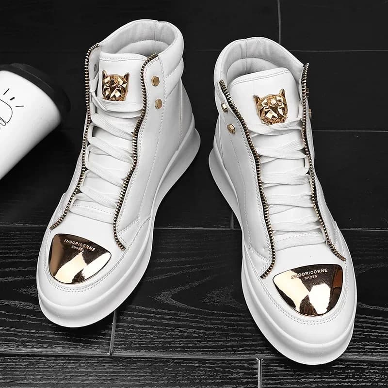 Scarpe da ginnastica da uomo 2025 Moda Skateboard Scarpe con plateau leopardate Scarpe da allenamento sportive Stivaletti da uomo Scarpe casual alte