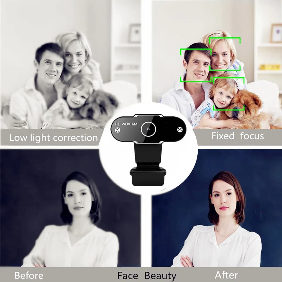 Webcam 720P 2K Full HD 1080P for Computers with Direct Transmission Microphone, Video Calls, Conferences and Work