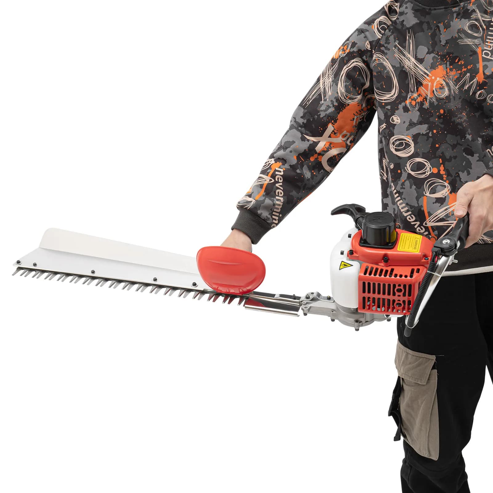 Gas Hedge Trimmer 22.5cc, 2-Stroke Single Side Hedge Shears with 27.6" Blade & 0.65kW, Cordless for Garden Yard Pruning