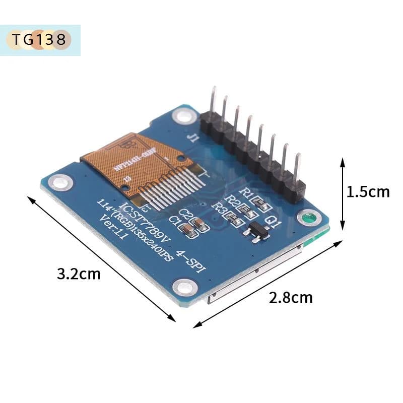 【Display TFT IPS touchscreen da 1,14 pollici con porta seriale SPI 135x240 ST7789 135x240 SPI a 8 pin e schermo LCD a colori 65K per Arduino】