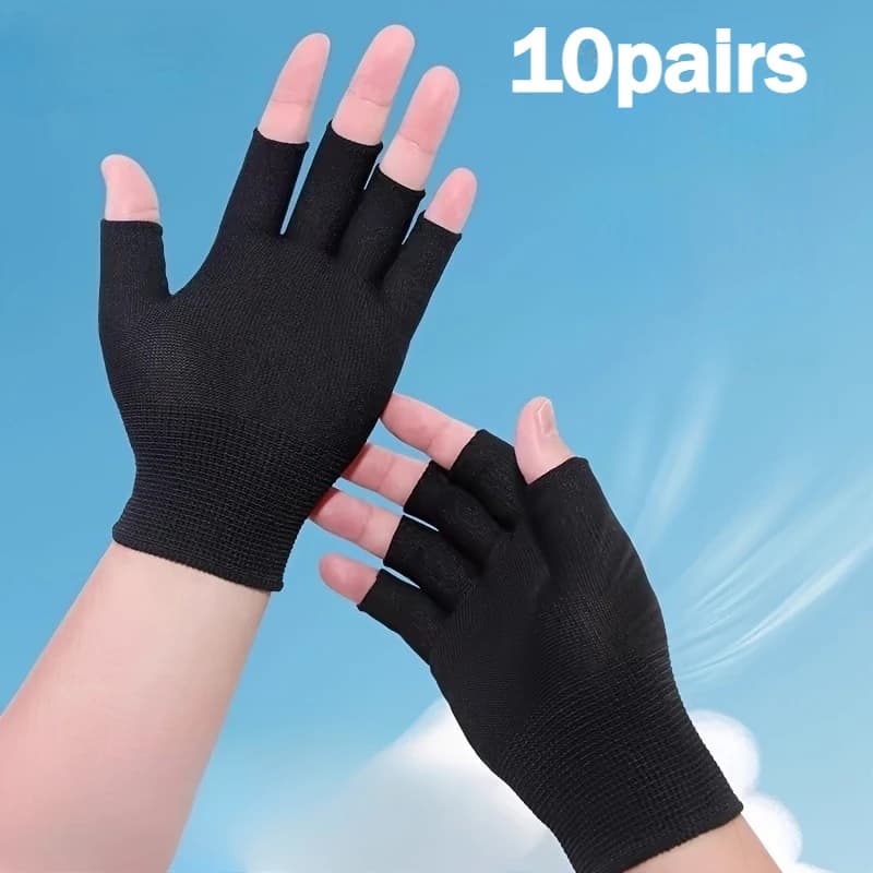 10 paia di guanti elastici traspiranti senza dita - Adatti per sport all'aria aperta, ciclismo, motociclismo, pesca, accessori per la guida