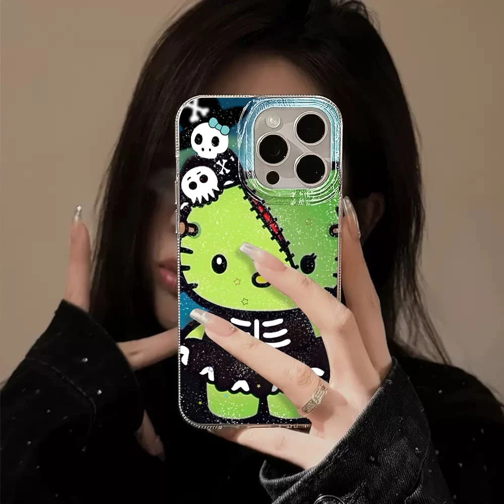 Phone Case Fashion Laser HelloKitty shockproof for iPhone 17 Pro 16 15 14 13 12 11 Pro Max 17e XR 16e 7 Plus XS XR