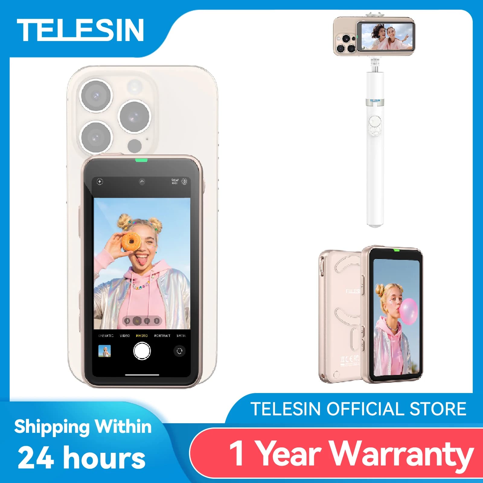 TELESIN Phone Magnetic Selfie Monitor Screen Vlog Selfie For iPhone Android Iphone Wireless Remote Control for MagSafe ZOOM Control