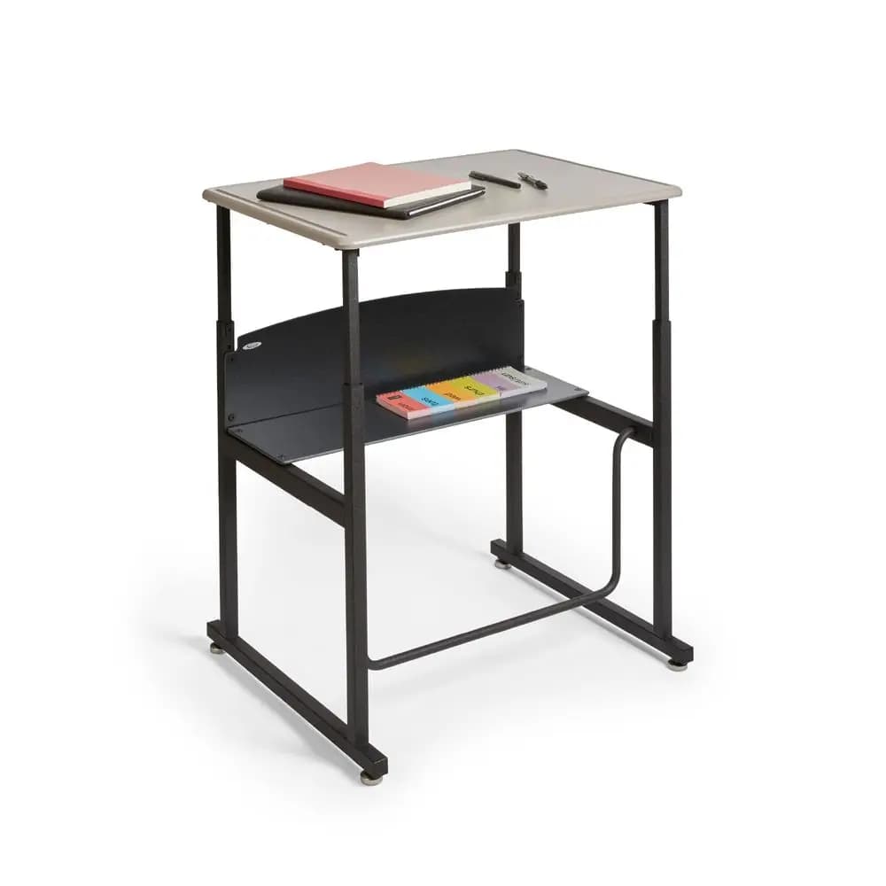 Scrivania regolabile in altezza AlphaBetter per studenti, con ripiano e poggiapiedi oscillante, 28 W x 20 D, grigio