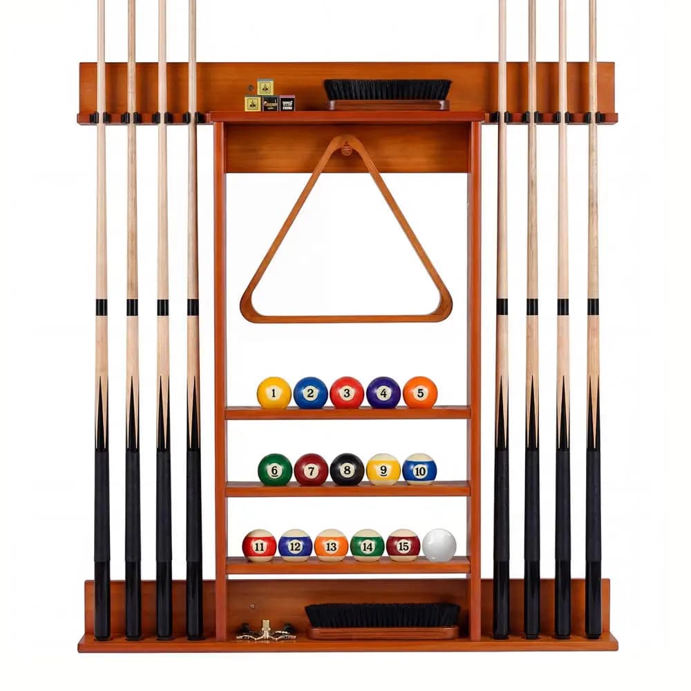 Wall-mounted Billiards Pool Cue Rack Only-Brown