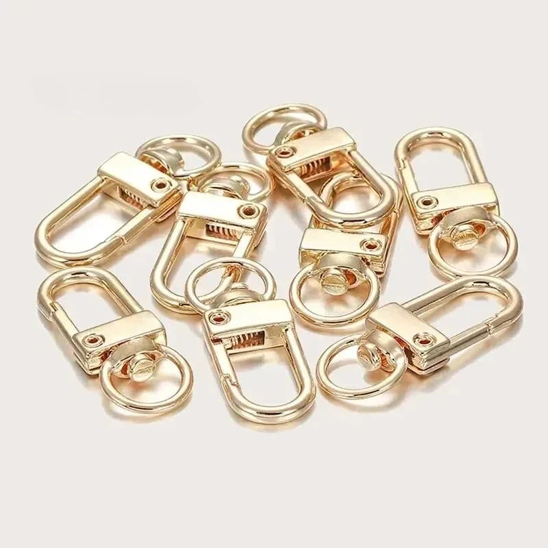 5 pezzi portachiavi con fibbia girevole per porta, gioielli, accessori fai da te, accessori per zaino con fibbia universale in oro e argento