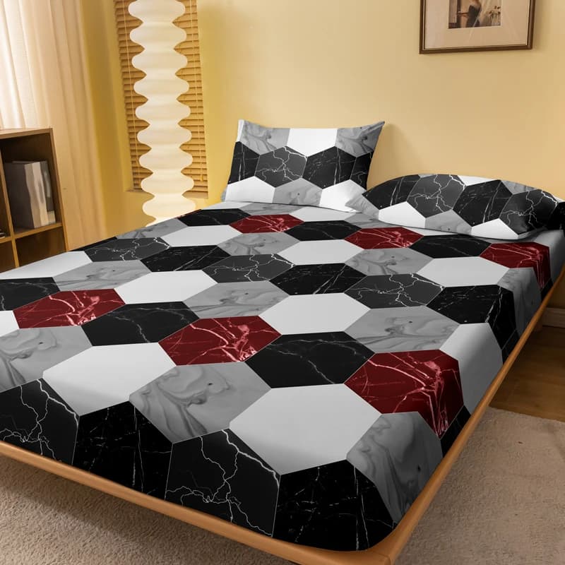 Flat Bedsheet Polyester Single Double Queen King Marble Print Frosted Soft Bedroom Guest Room Daily(Excluding Pillowcases)