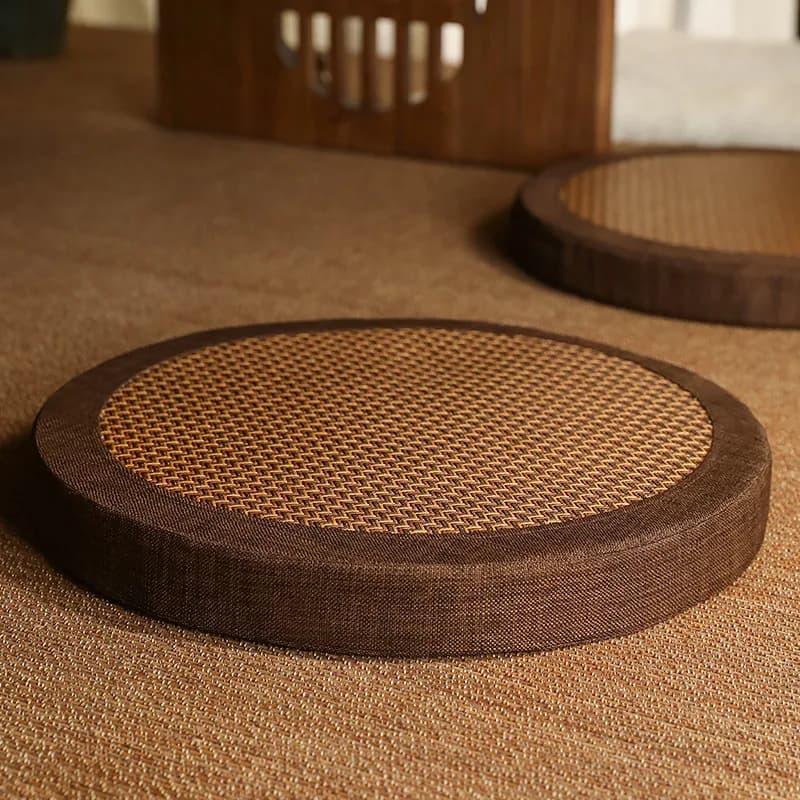 Handwoven Tatami Mat, Natural Woven Straw Floor Cushion for Tea Ceremony, Rattan Kneeling Pad for Home Worship Meditation,