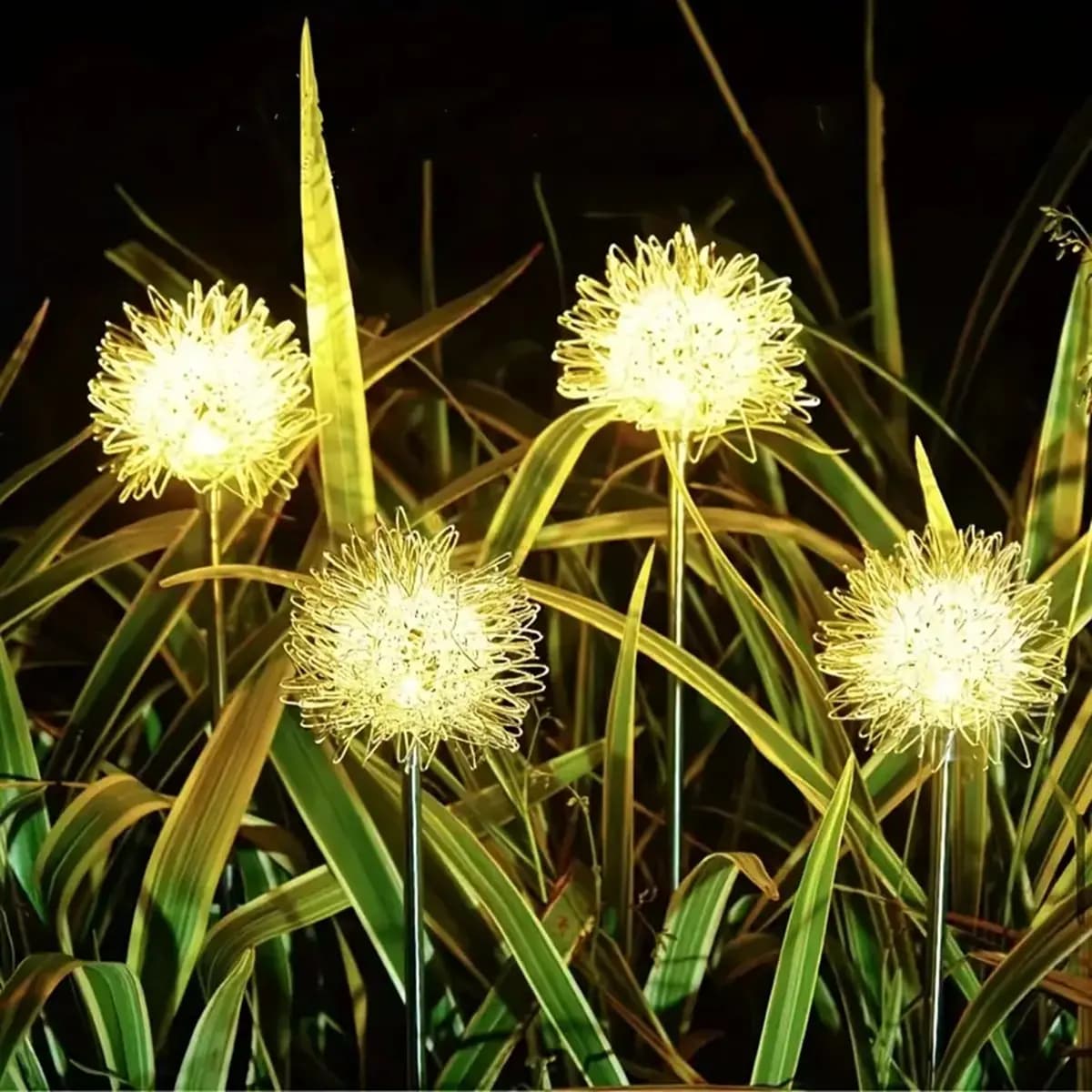 1pc luci solari da giardino sfera di ferro paletti di tarassaco lampada a fiore solare lampada da esterno a LED Yard Art Atmosphere Fairy Night Light