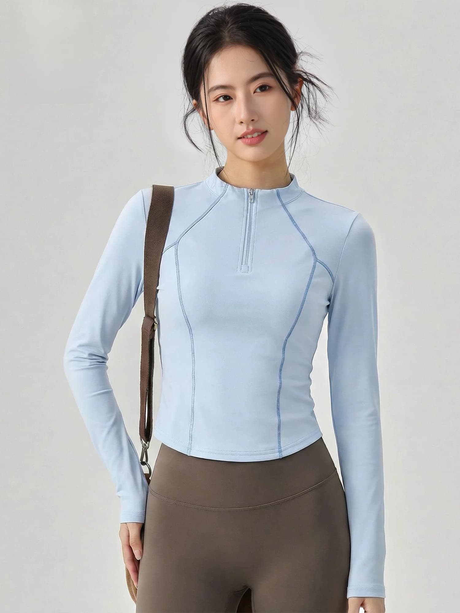 Jeanswest Sports Knitwear Long Drying for Yoga, Running and Cycling Women's, Autumn Spring, with Zip, Short Length