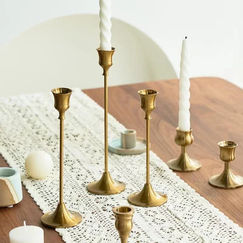 3 piece candle holder set gold brass candle holders decorative candle holder for wedding party dinners