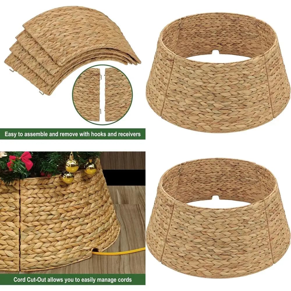 Gonna per albero di Natale in rattan naturale 36 con copertura in vimini