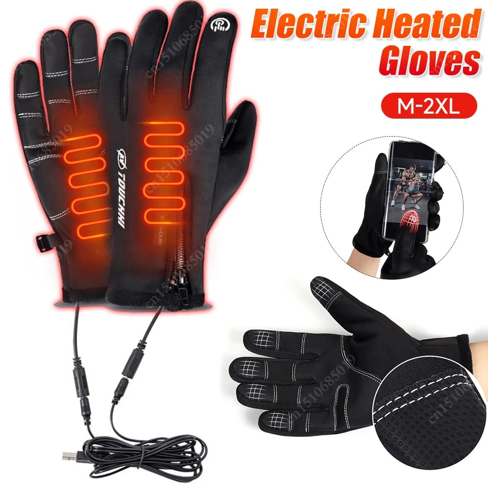 1/2 paio di guanti termici elettrici touch screen guanti riscaldati mano impermeabile snowboard ciclismo moto bicicletta sci all'aperto Wint