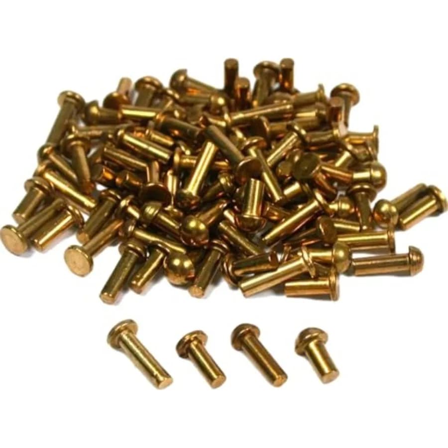100 Pezzi di Rivetti in Ottone per Riparazione Orologi da Parete e Strumenti per Orologeria - Assortimento Misto di Rivetti a Testa Tonda e Piatta