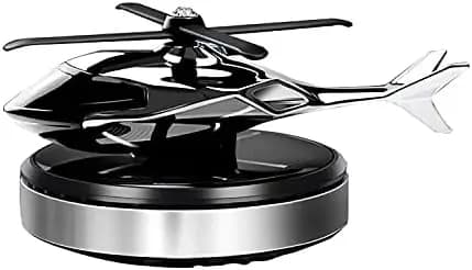 Deodorant for solar energy environments in the shape of a helicopter – Silver aluminum alloy aromatherapy diffuser for cars and homes – self-rotating decoration